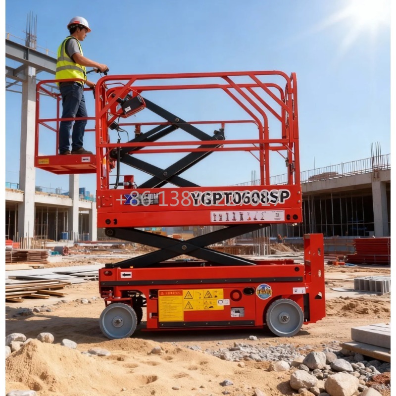 Scissor Lift Table Hydraulic - 고무 타이어 8m 10m 12m 14m